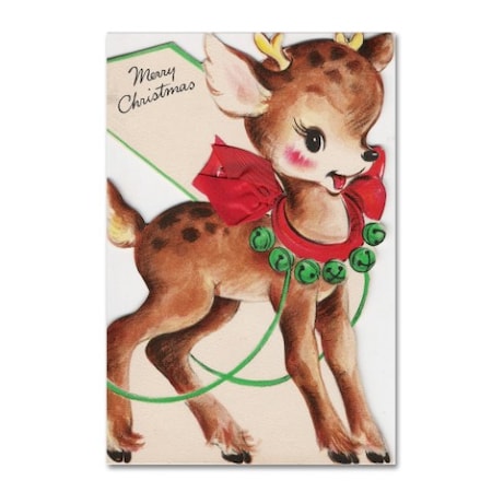 Vintage Apple Collection 'Vintage Xmas Card Deer' Canvas Art,30x47